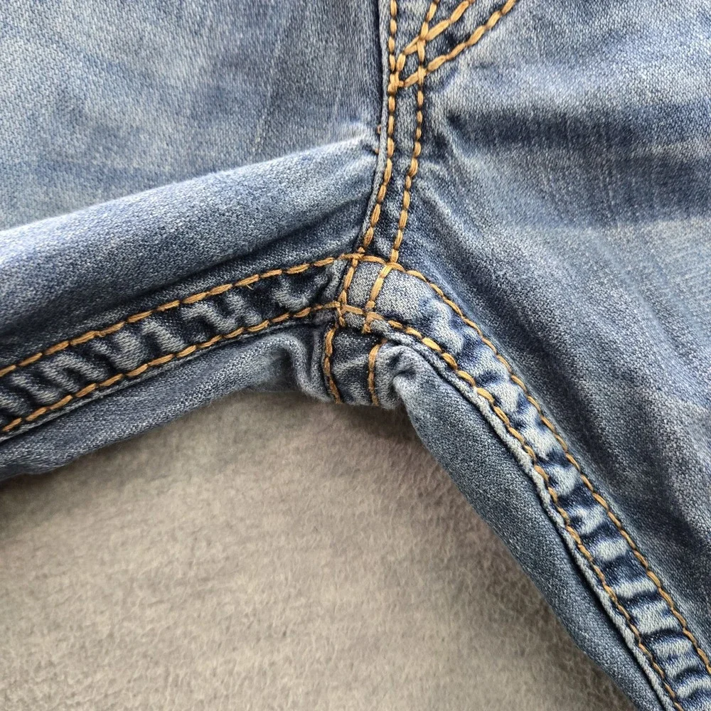 True Religion Brand Jeans Men Jeans 33 Blue Denim Skinny Red Orange Big T READ